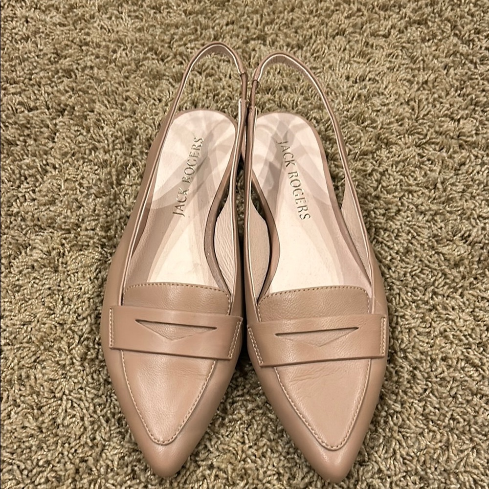 Jack Rogers Women's Beige Slingback Loafers